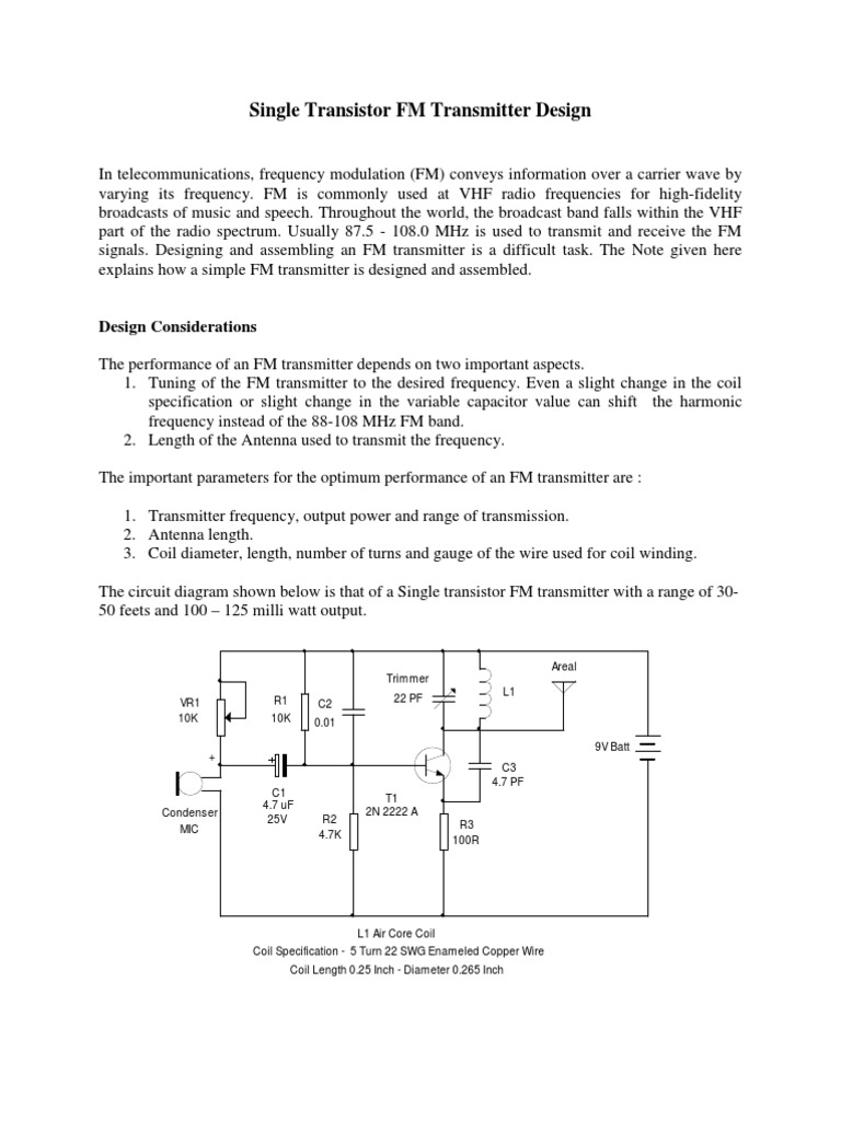 FM Transmitter Design PDF Inductor Capacitor