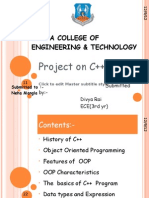 Project On C++: Satya College of Engineering & Technology
