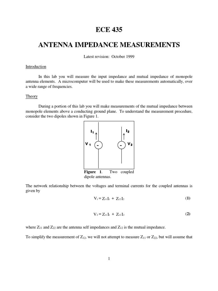 Antenna Impedance Measurements Antenna (Radio) Electrical Impedance