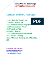 SAP Testing, SAP Manual Testing, SAP Automation Testing, Automation, SAP TAO, SAP BPT, HP QTP, HP BPT, SAP TAO 2.0.7, SAP TAO 1, HP QTP 11