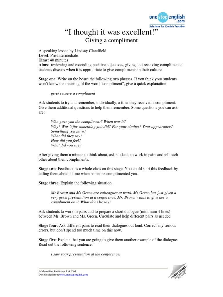 Giving Compliments | PDF | Career & Growth | Language Arts & Discipline