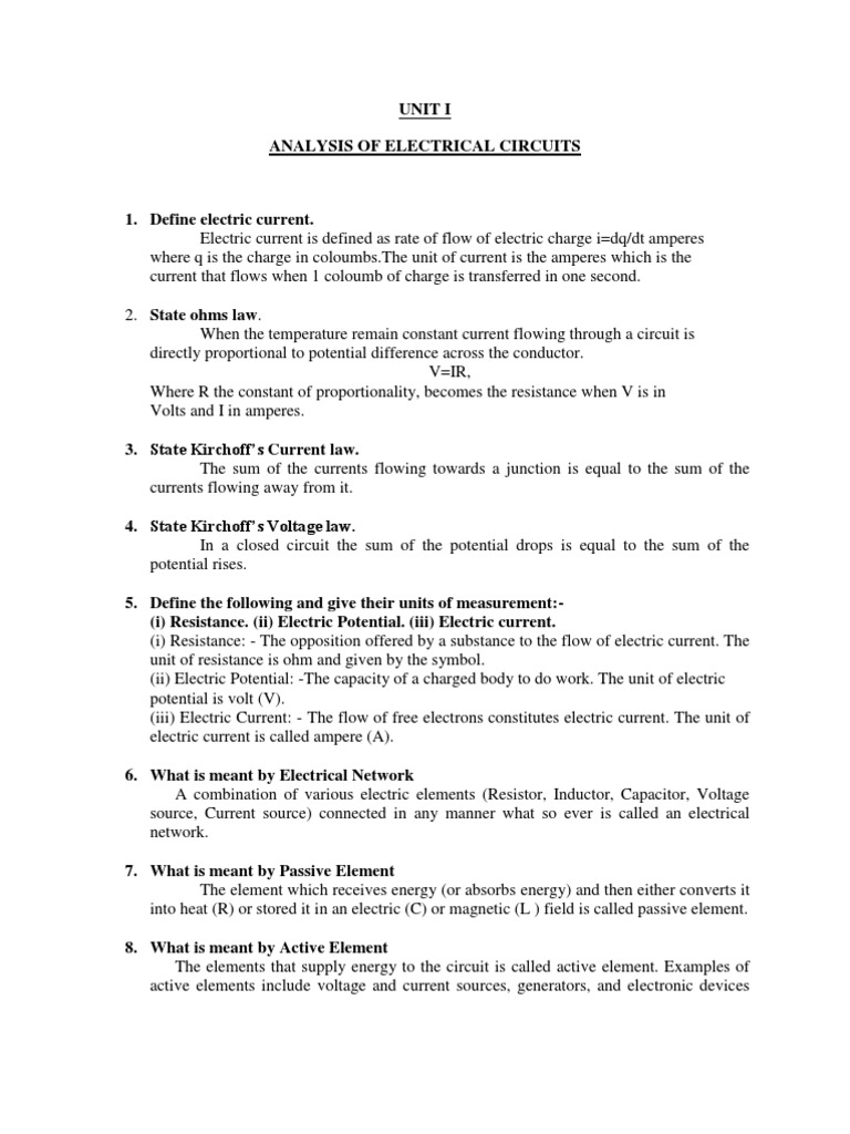 Electrical Circuit Analysis PDF Electricity Electrical Network