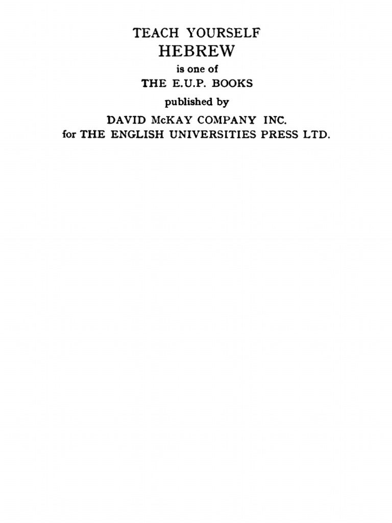  ar teach yourself hebrew 1955 pdf