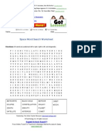 Space Word Search Worksheet