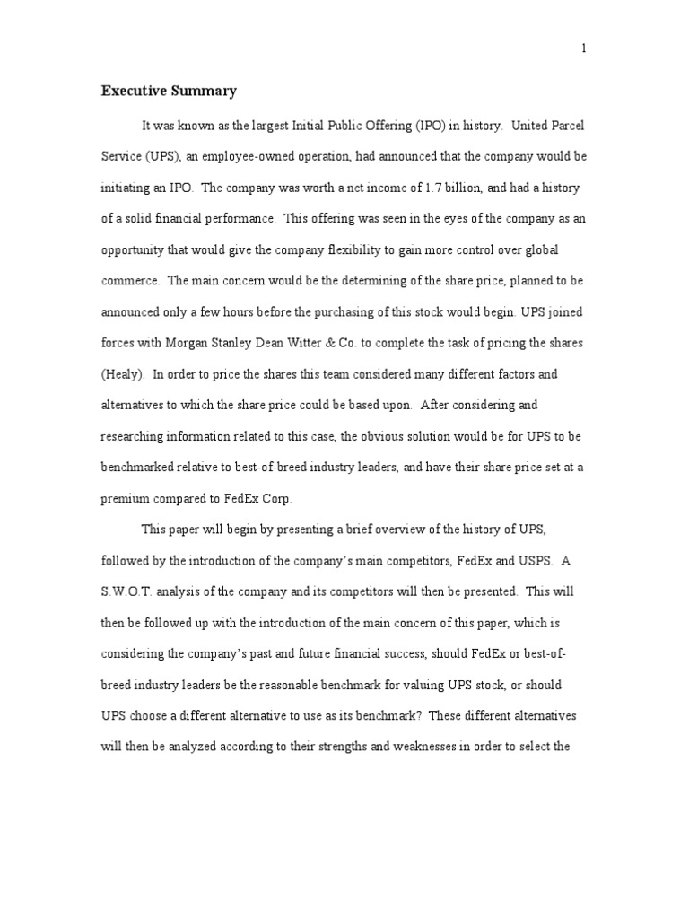 UPS IPO: Valuation and Competitor Analysis | PDF | Business