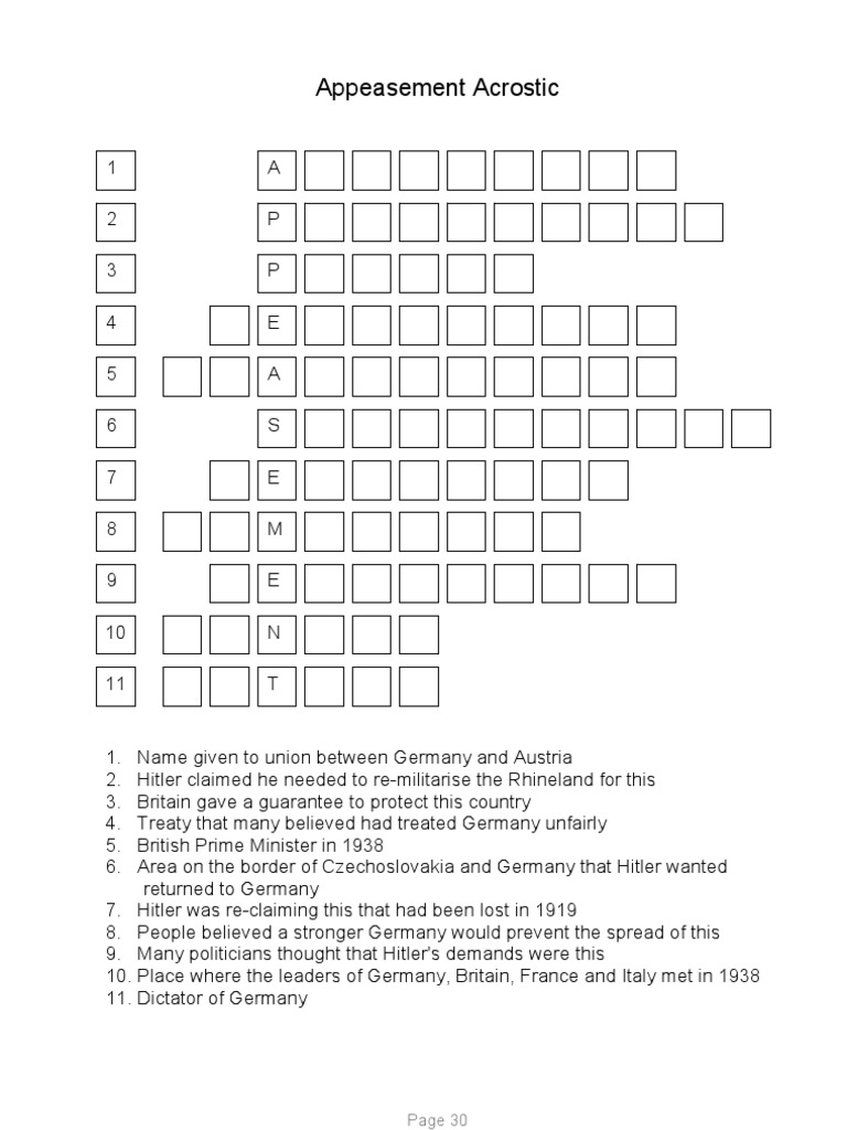 Appeasement Acrostic