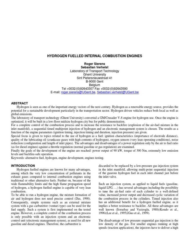 Hydrogen Engines: Tech Insights | PDF | Internal Combustion Engine ...