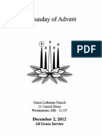 Grace Lutheran Church Sunday Bulletin and Weekly Announcements For Sunday, December 2, 2012