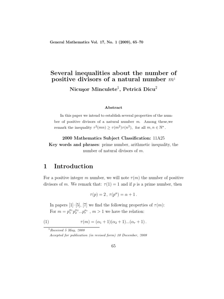 Several Inequalities About The Number of Positive Divisors of A Natural ...