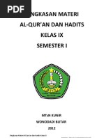 Rangkuman Quran Hadits Kelas 9