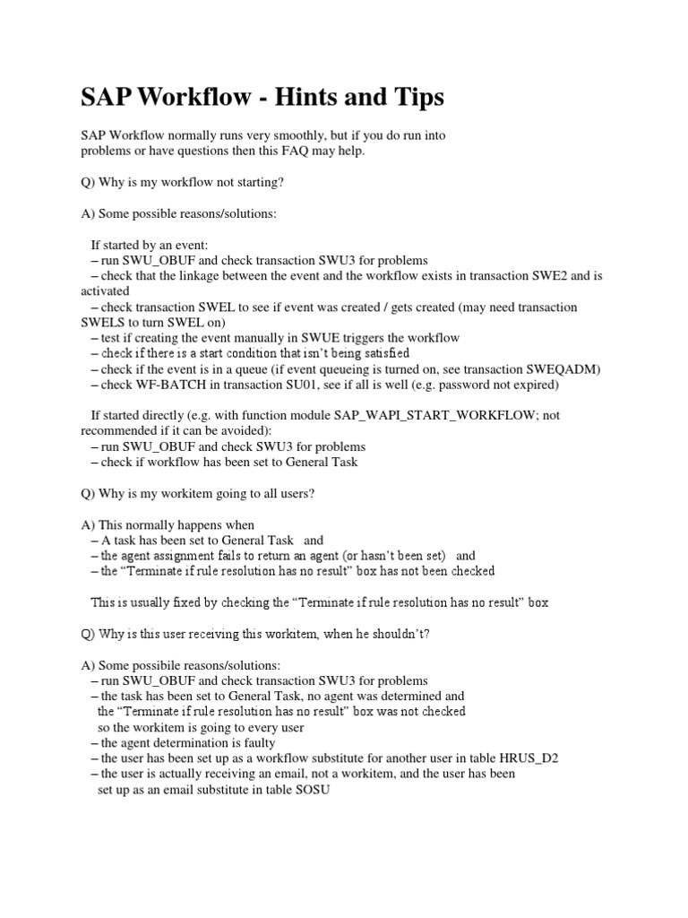 Sap Workflow Tips PDF Troubleshooting Software