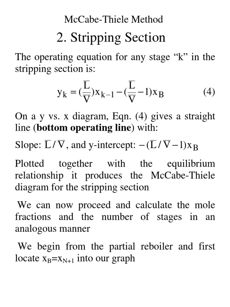 McCabe-Thiele Method: Stripping Section Analysis | PDF | Teaching ...