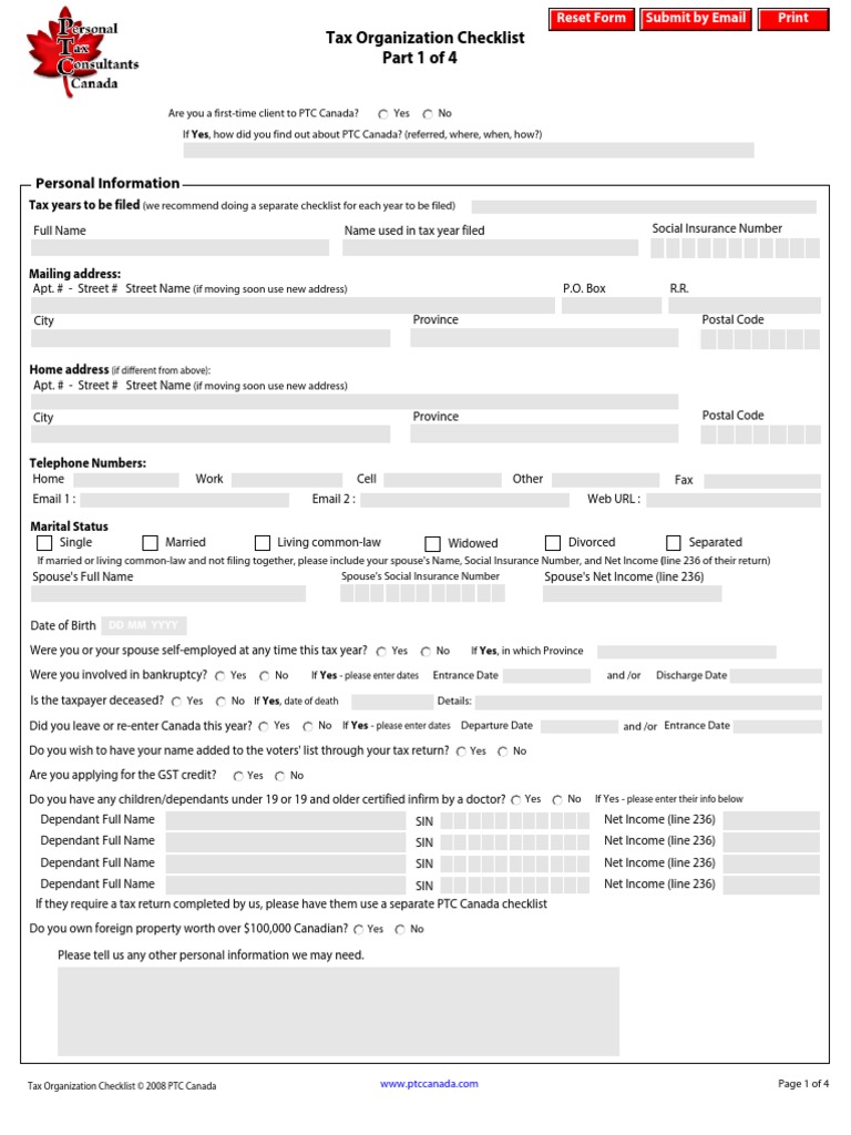 Canadian Personal Tax Checklist | PDF | Tax Deduction | Pension