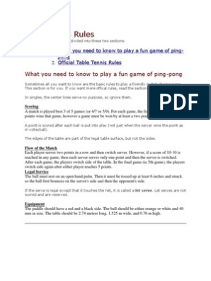 Table Tennis Rules | PDF | Table Tennis | Ball Games