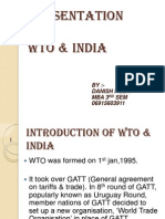 Presentation ON Wto & India: BY:-Danish Hoda Mba 3 SEM 06915603911