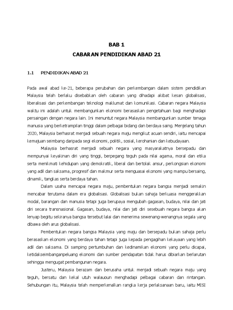 Bab 1 - Cabaran Pendidikan Abad 21  PDF