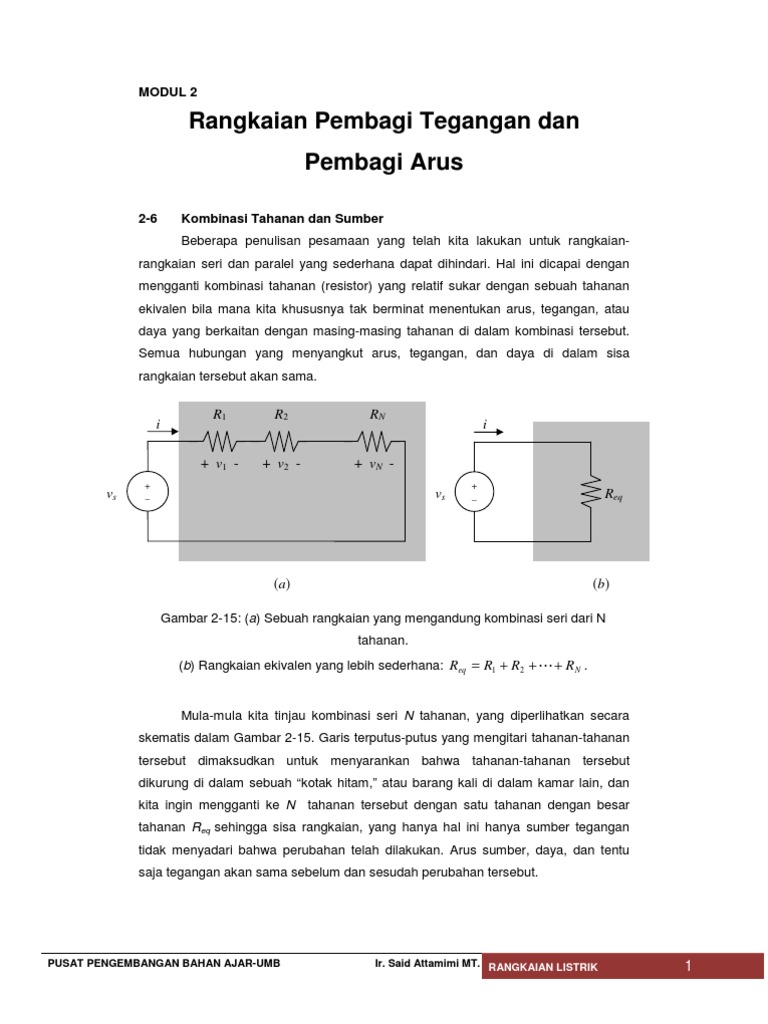 Contoh Soal Rangkaian Pembagi Tegangan Dan Arus Contoh