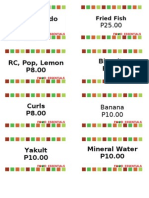 Filipino Food Menu with Prices