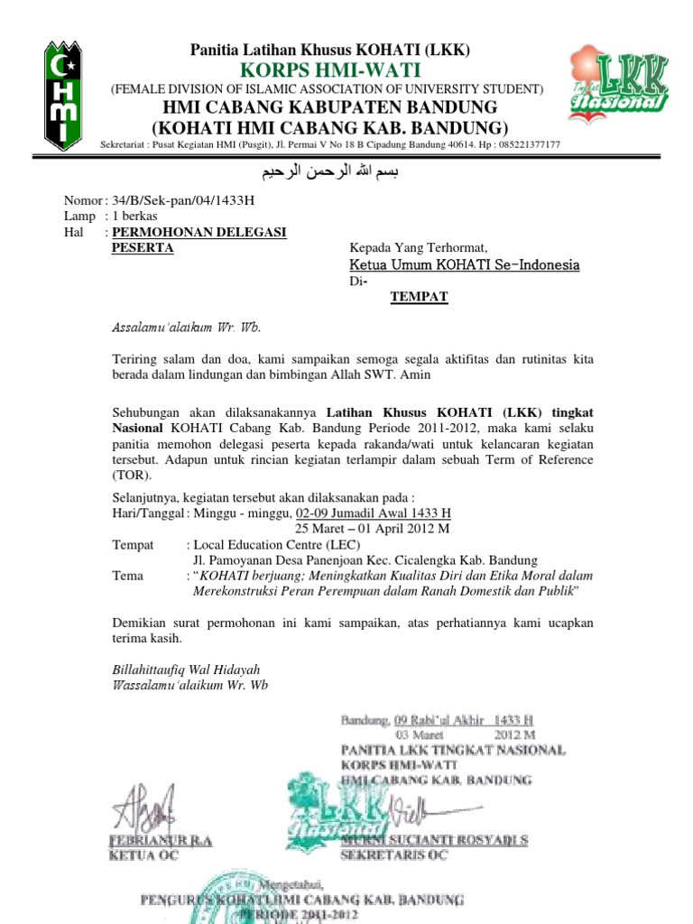 Surat Delegasi Kader Contoh Surat Undangan Resmi Hmi Doc Himpunan Mahasiswa Islam Riki Maulana Academia Edu Surat Undangan Formatur Undangan Kahmi Hmi Tulang Bawang Surat Delegasi Dari Hmi Cabang Yogyakarta Surat No 11 A Undangan Lk Ii Hmi Permohonan Pelantikan Kita Hmi Surat Pemberitahuan Pengurus Besar Himpunan Facebook.