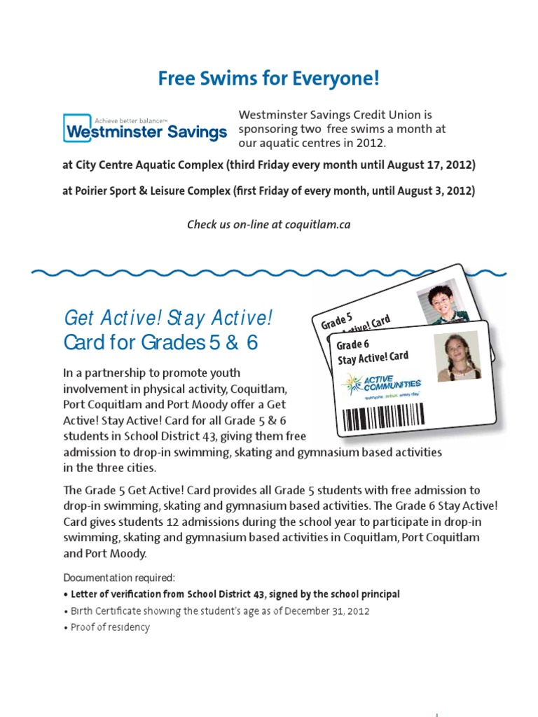 Coquitlam Leisure Guide | PDF | Human Swimming | Swimming (Sport)