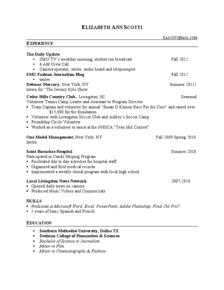Elizabeth Ann Scotti's Journalism Resume | PDF | Social Science