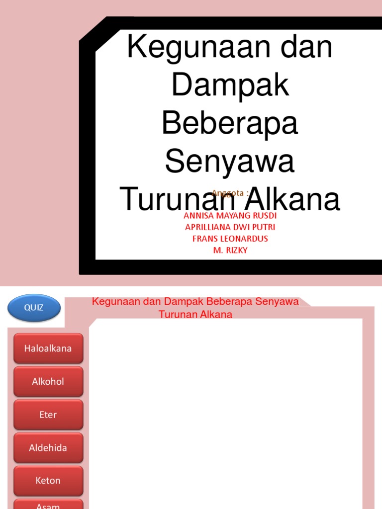 Kegunaan dan Dampak Beberapa Senyawa Turunan Alkana