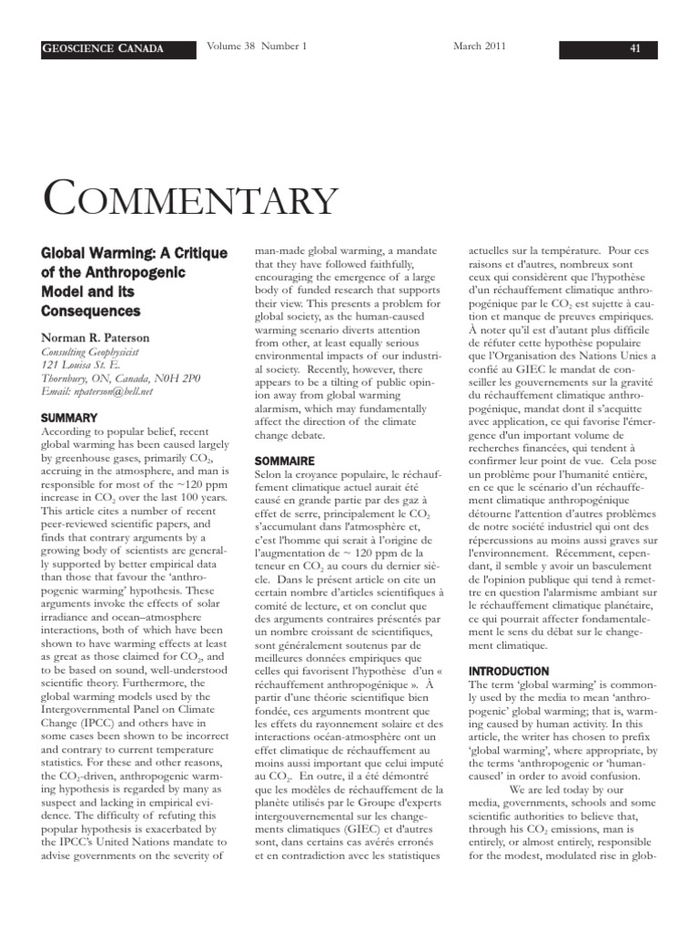 Global Warming Scholarly Article Intergovernmental Panel