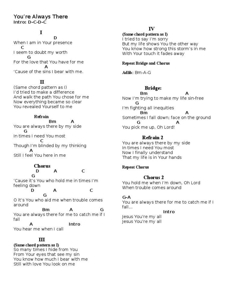 You&rsquo;Re Always There Lyrics and Chords | PDF | Language Arts 