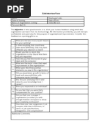 Exit Interview Form Sample 2 Organizational Behavior Employment