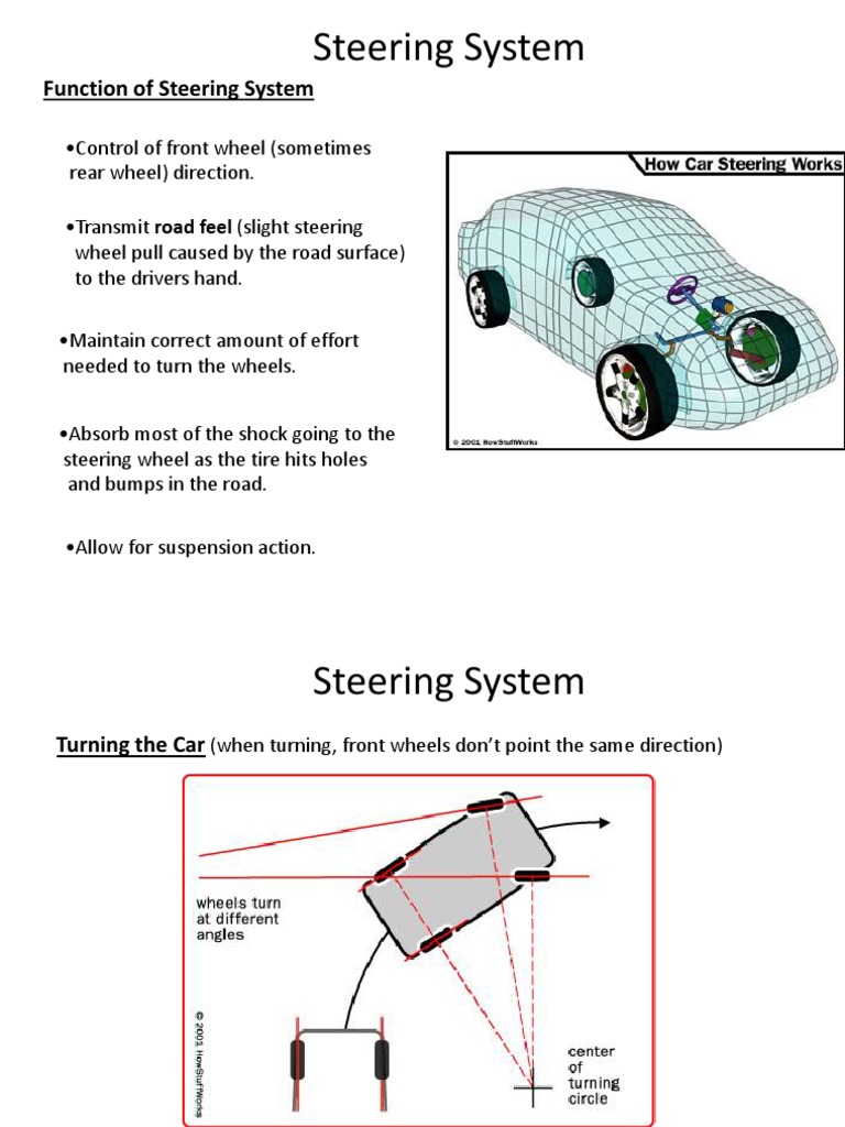 Understanding Steering System Functions | PDF | Steering | Wheeled Vehicles