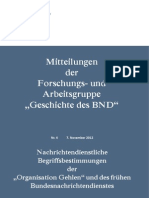 Nachrichtendienstliche Begriffsbestimmungen Der Organisation Gehlen" Und Des Frühen Bundesnachrichtendienstes