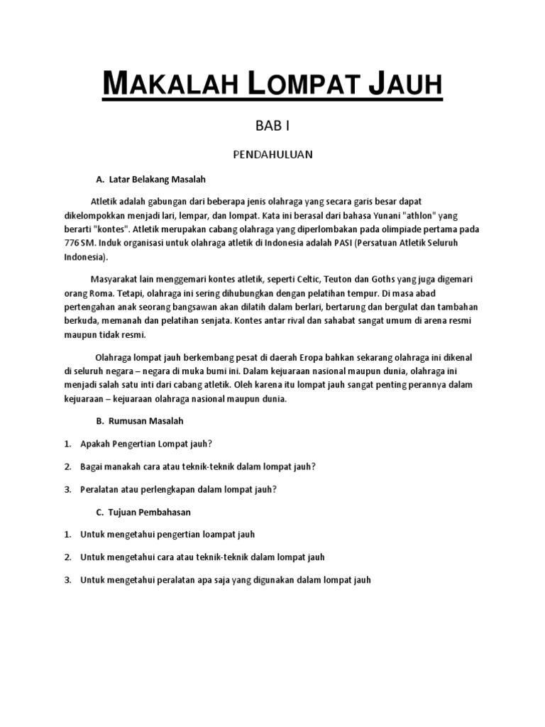 Makalah Atletik Lompat Contoh Makalah