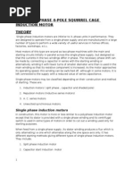 A.C Single Phase 4-Pole Squirrel Cage Induction Motor Theory