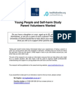 Young People and Self-Harm Study Parent Volunteers Wanted