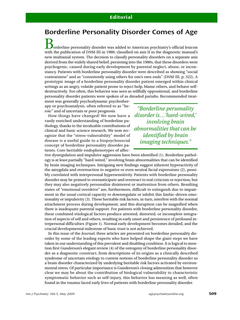 Borderline Personality Disorder Art JohnM Oldham PDF Borderline — free download