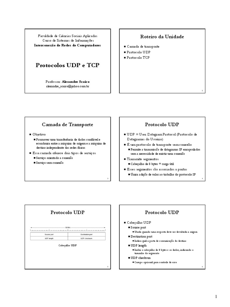 Protocolos TCP e UDP Explicados | PDF | Protocolo de controle de ...