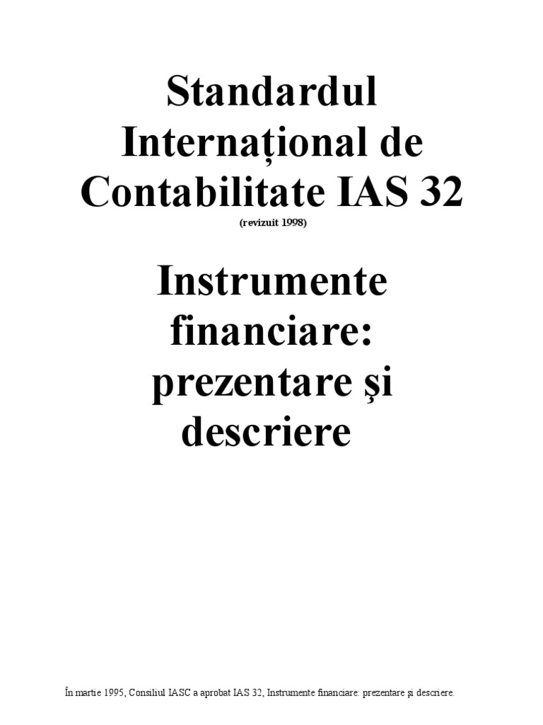 IAS Standardul International de Contabilitate IAS 32 | PDF