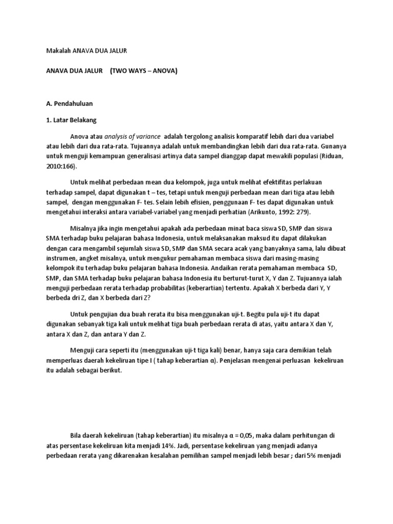Makalah Anava Dua Jalur