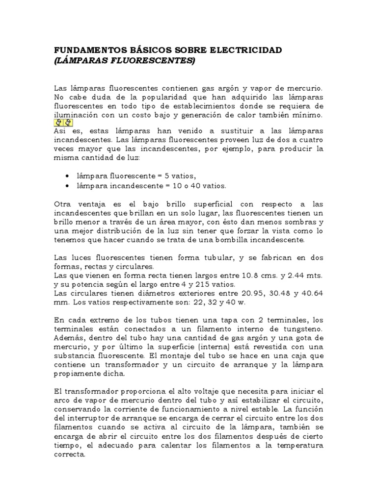 Lamparas Fluorescentes PDF Lámpara compacta fluorescente Lámpara