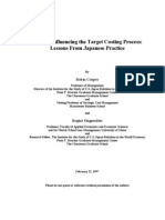 Factors Influencing The Target Costing Process: Lessons From Japanese Practice