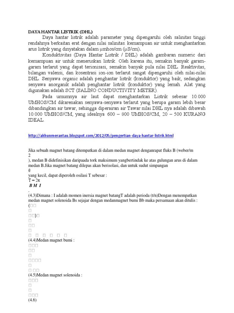 pengertian daya hantar listrik pengertian daya hantar listrik