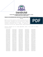 Corporation Bank Result