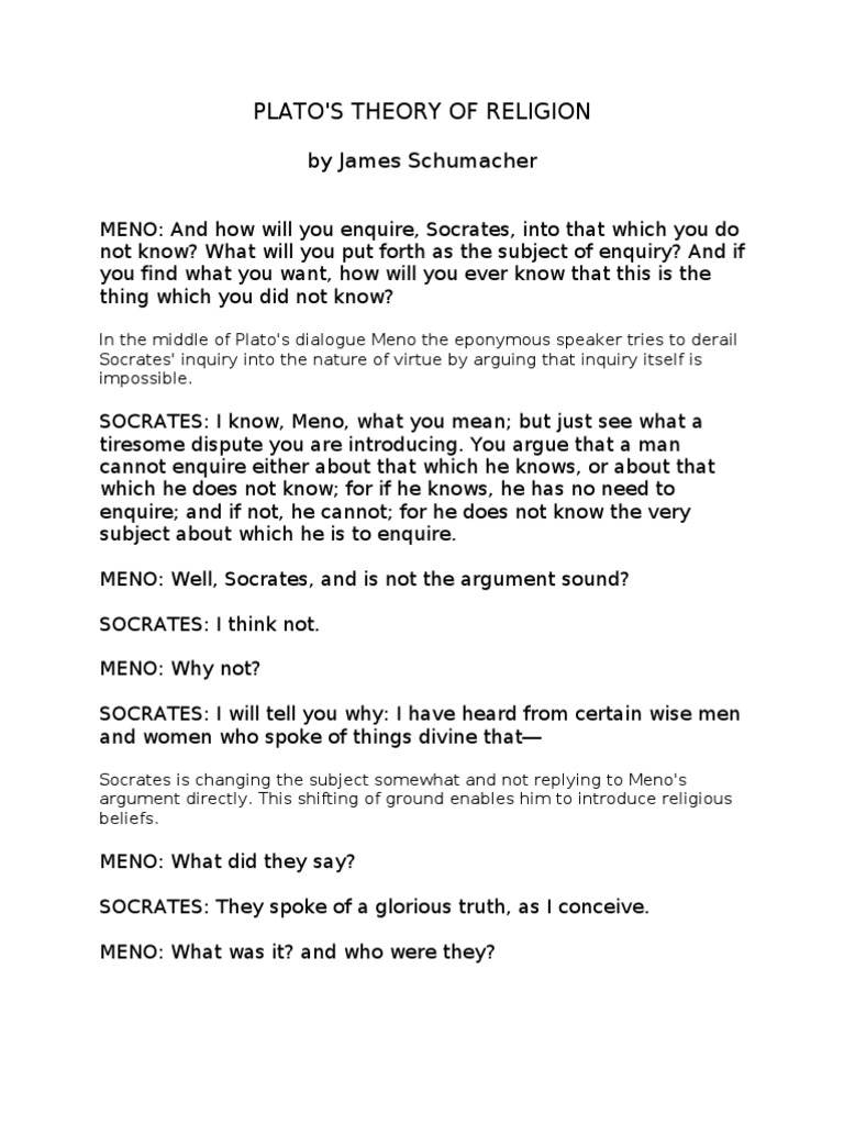 Plato'S Theory of Religion by James Schumacher PDF Epistemology
