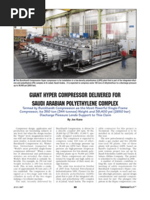 Tasnee Hyper Compressor Gas Compressor Cylinder Engine