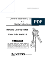Owner's (Operator's) Manual and Safety Instructions: Manually Lever Operated Chain Hoist Model L5