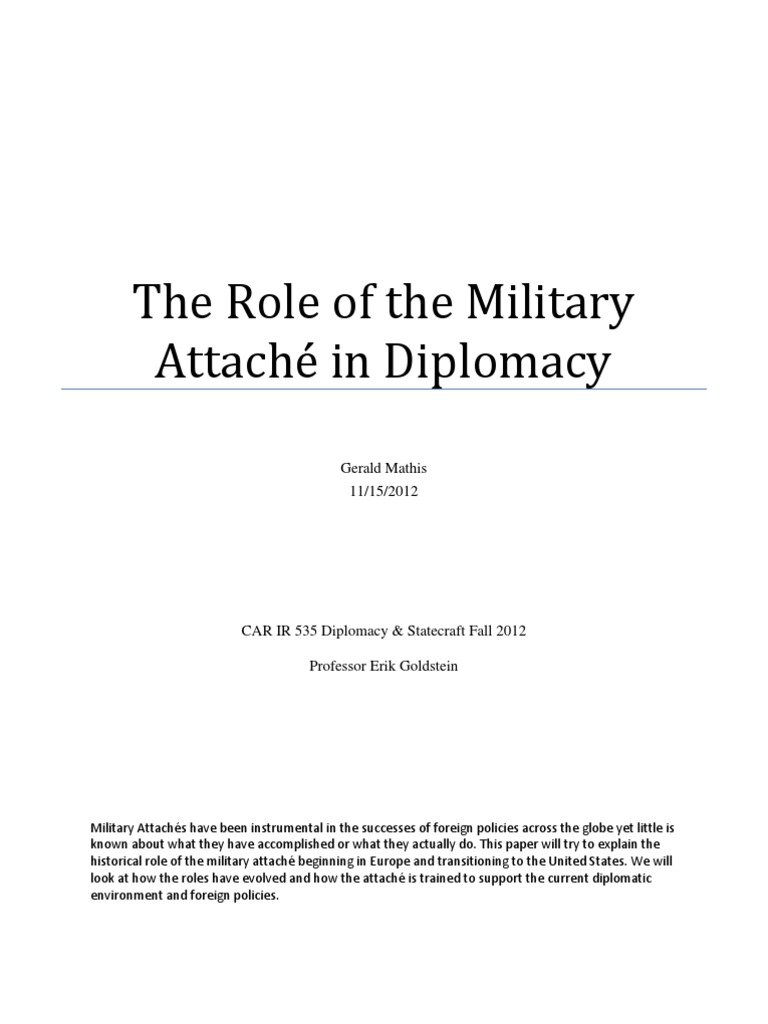 The Role of The Military Attaché PDF Diplomacy Defense