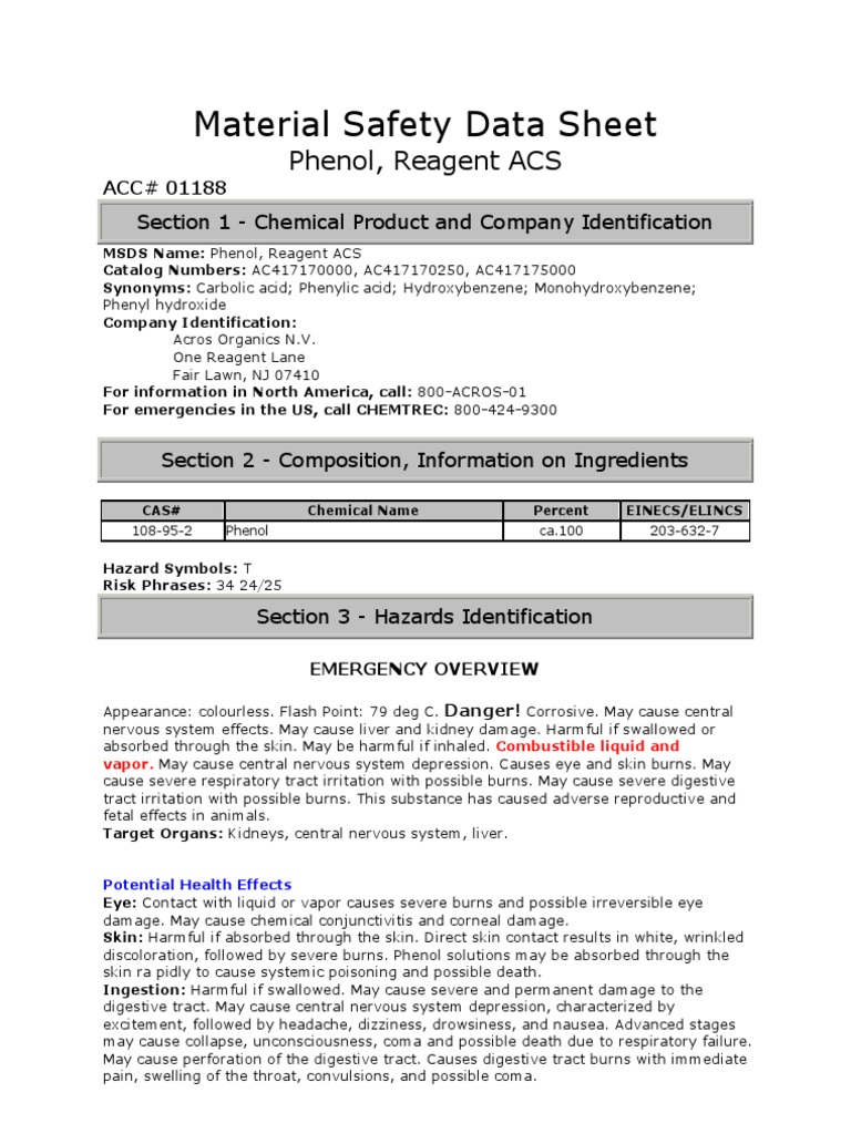 Material Safety Data Sheet Dangerous Goods Personal Protective
