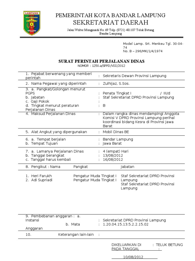 Contoh SPPD