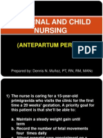 Maternal and Child Nursing - Antepartum Period