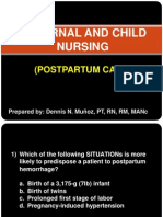 Maternal and Child Nursing - Postpartum Care